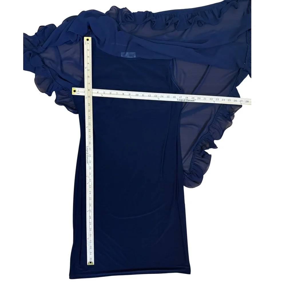 Joseph Ribkoff Cocktail Dress Womens 14 Navy‎ Blue Asymmetrical Ruffle 171246